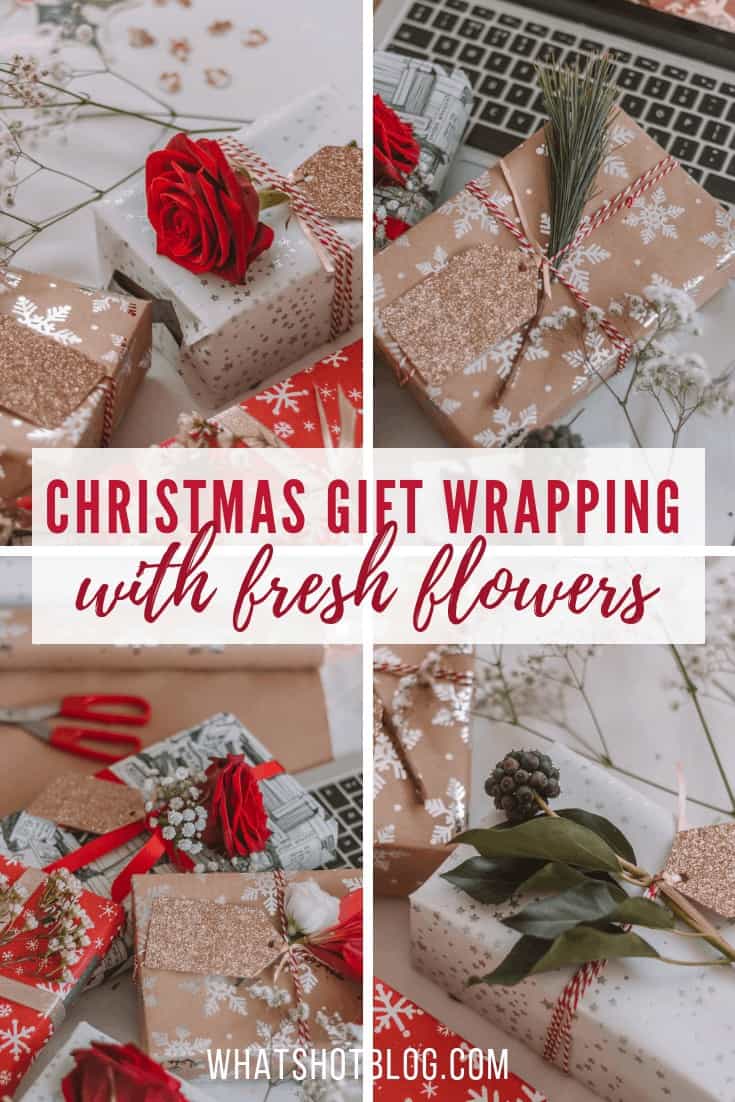 Easy Christmas Gift Wrapping Tutorial with Fresh Flowers