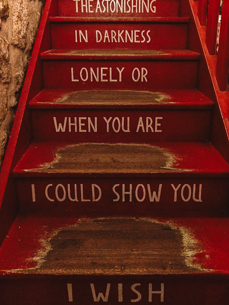 Staircase inside Shakespeare & Company in Paris