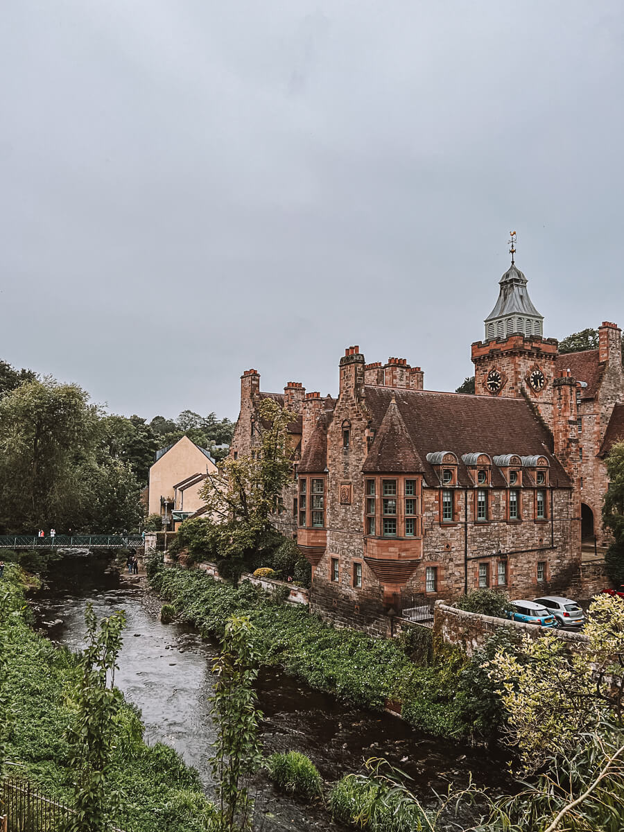 Dean Village in the rain in Edinburgh