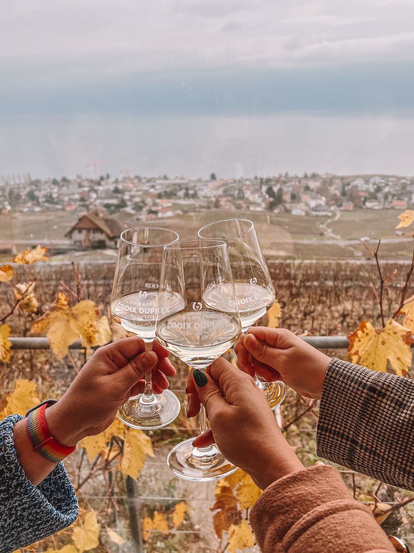 Wine tasting in Grandvaux, close to Lausanne in Switzerland