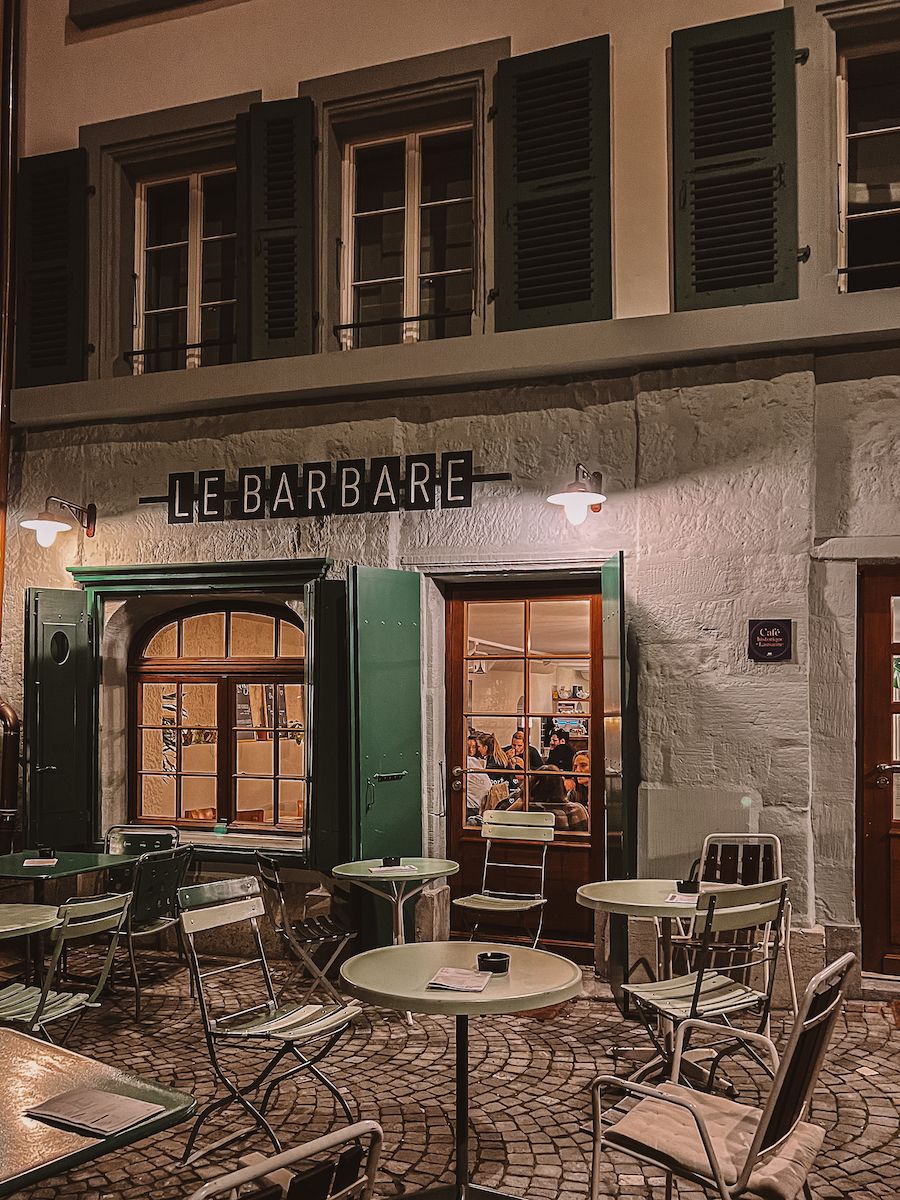 Hot chocolate at Le Barbare cafe in Lausanne