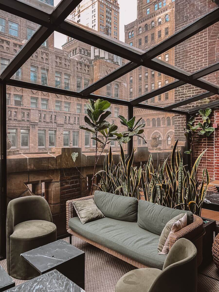 Seating at Bookmarks Lounge at Library Bar New York