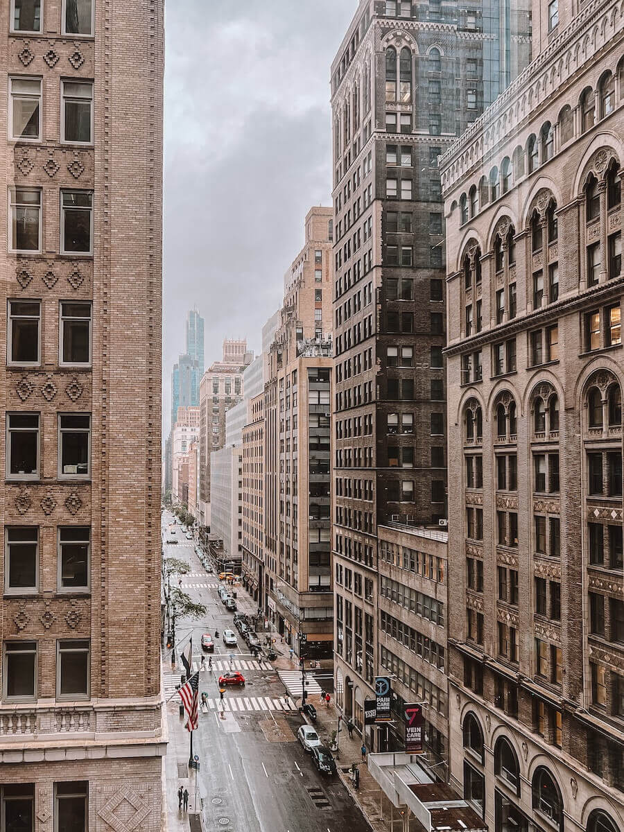 View of Manhattan Streets from Library Bar New York