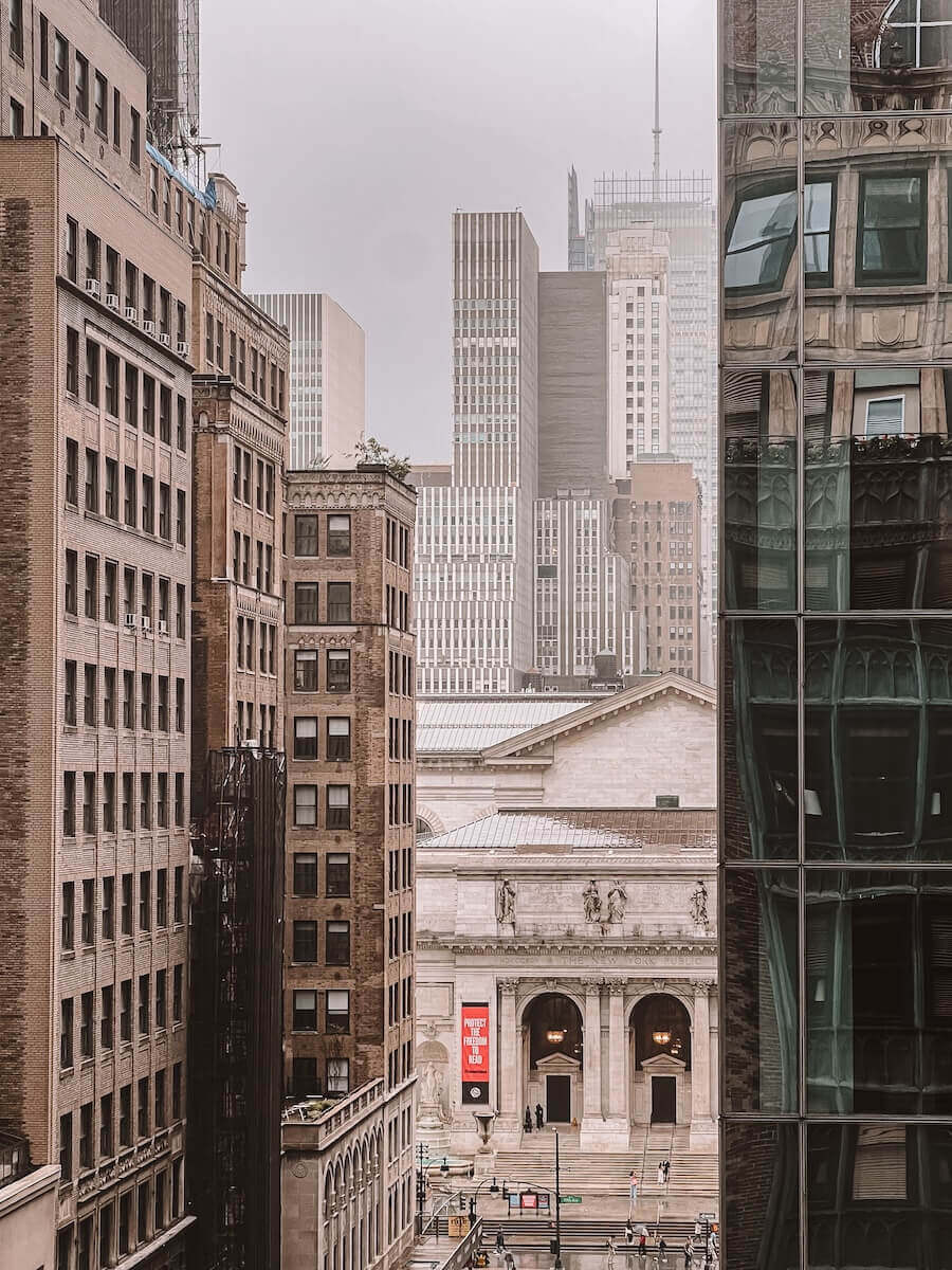 View of New York Public Library from Library Bar New York