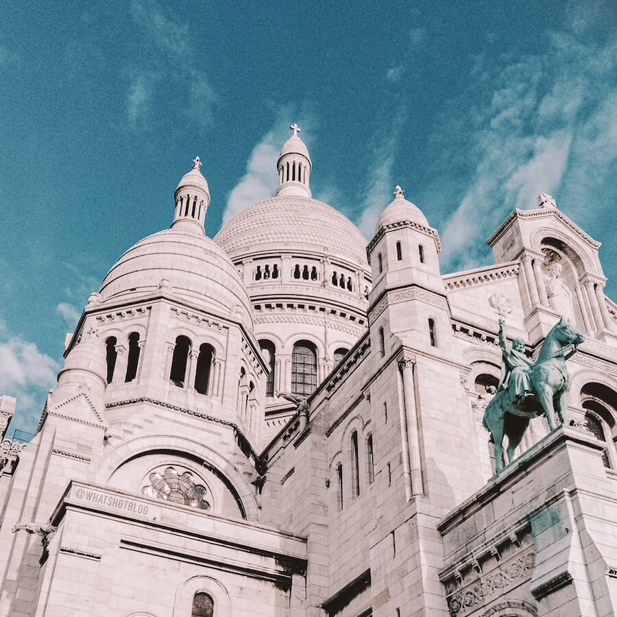 View of the Sacre-Coeur from below - as featured in one of the opening scenes when Belly moves to Paris in The Summer I Turned Pretty Season 3