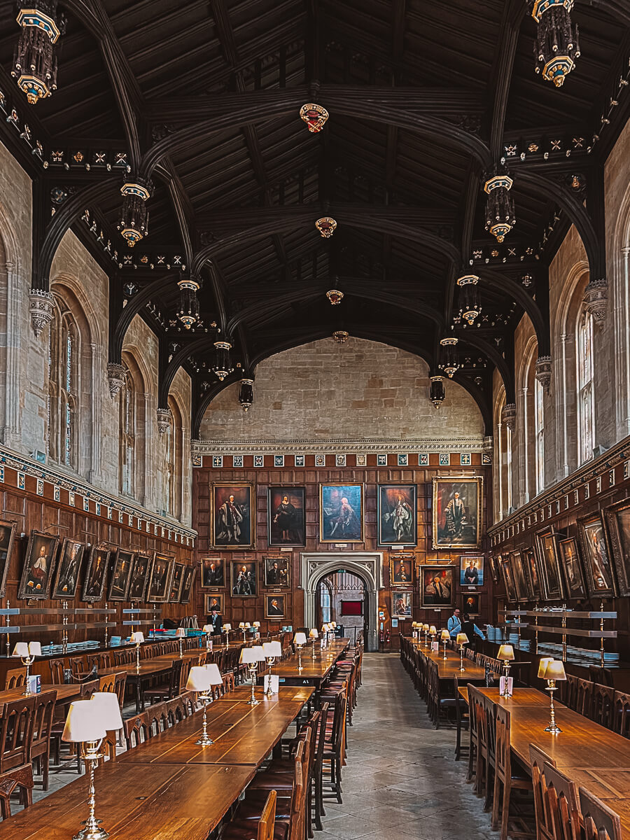 Inside the dining hall at Christ Church Oxford University