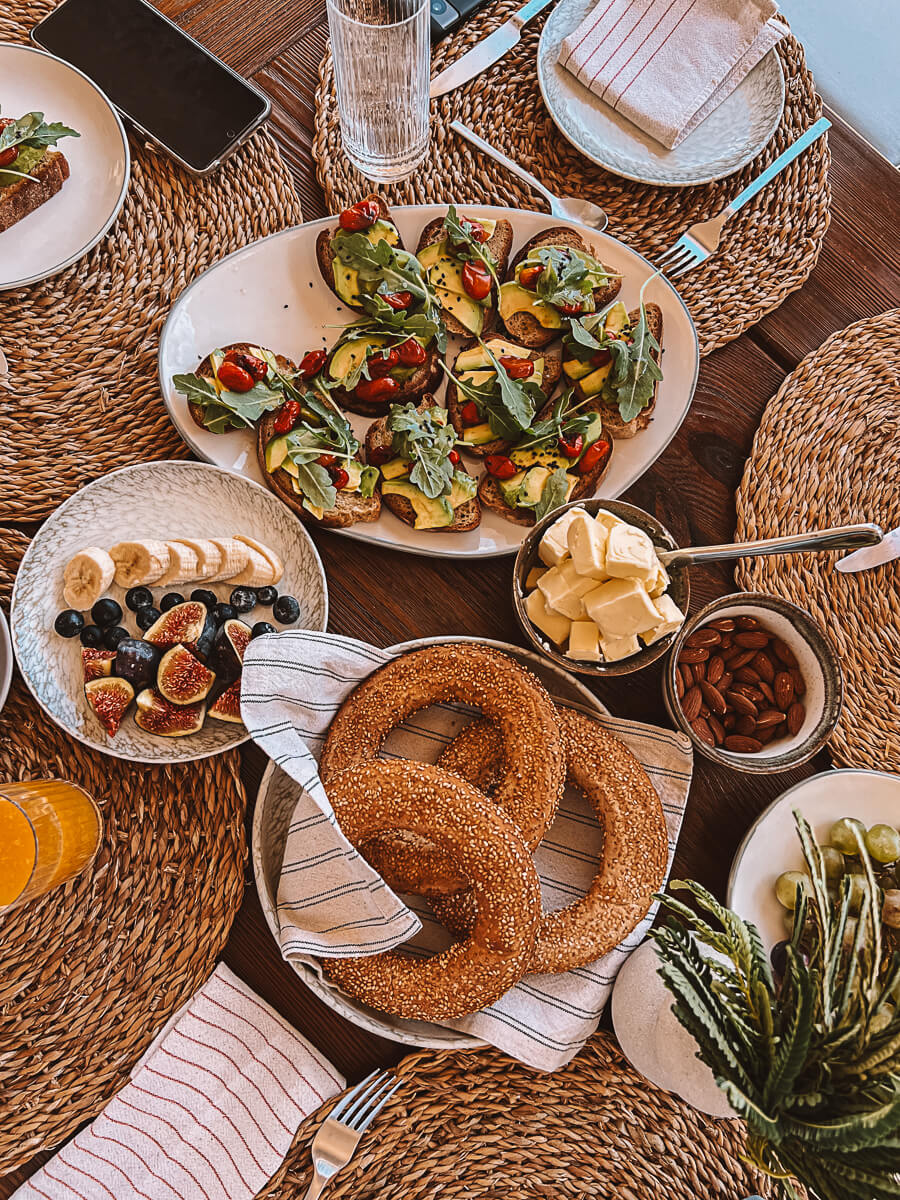 Beautiful breakfast spread on Aweventurer reading retreat in Greece 