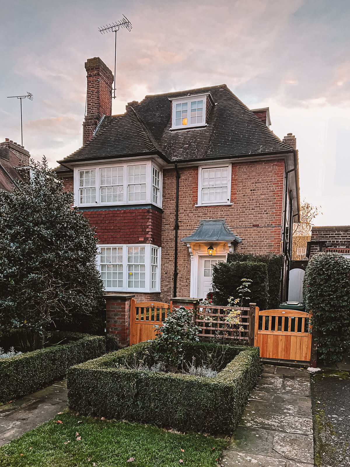 Outside a residential house in Hampstead Garden Suburb that was used as Hermione Granger's parents' house in Harry Potter and the Deathly Hallows.