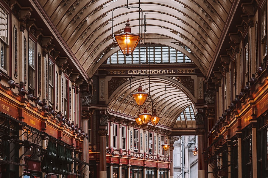 Leadenhall Market, one of the first Harry Potter film locations in London