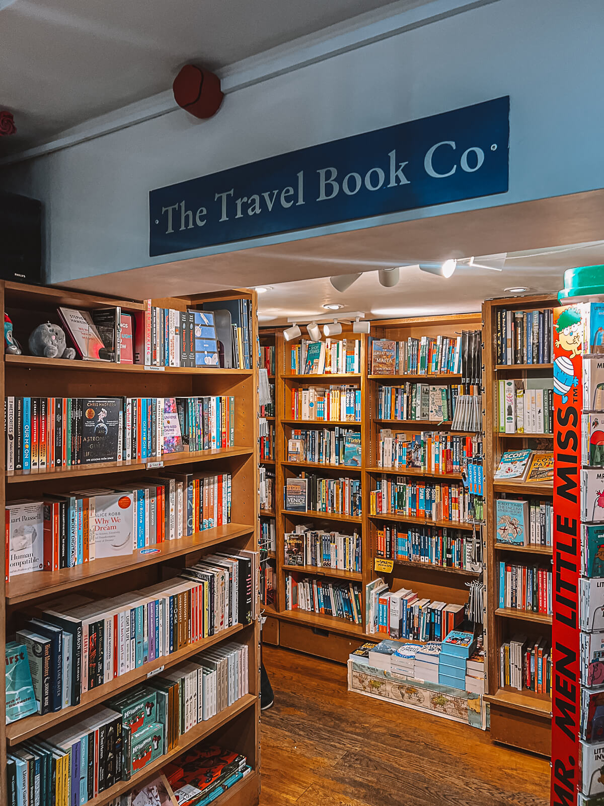 Travel Section at Notting Hill Bookshop under Travel Book Co sign